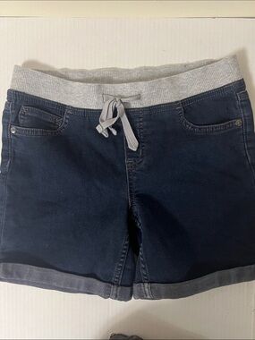 Justice Navy Denim Shorts with Gray Knit Waistband